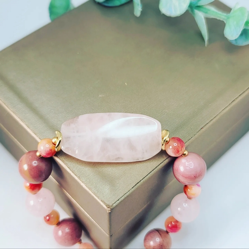 Rose Quartz,  rhodonite bracelet